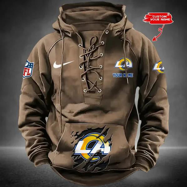 Los Angeles Rams Custom Lace-Up Drawstring Hoodie HA18