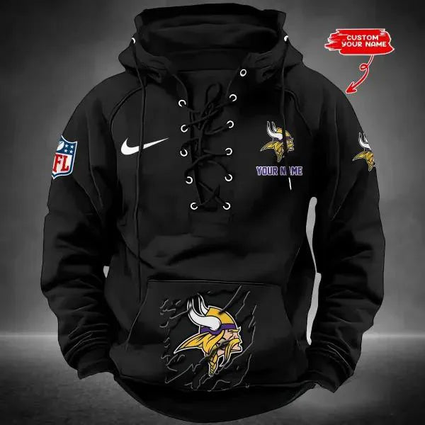 Minnesota Vikings Custom Lace-Up Drawstring Hoodie HA20