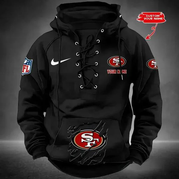 San Francisco 49ers Custom Lace-Up Drawstring Hoodie HA27