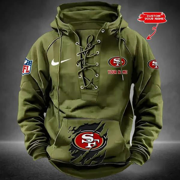 San Francisco 49ers Custom Lace-Up Drawstring Hoodie HA27
