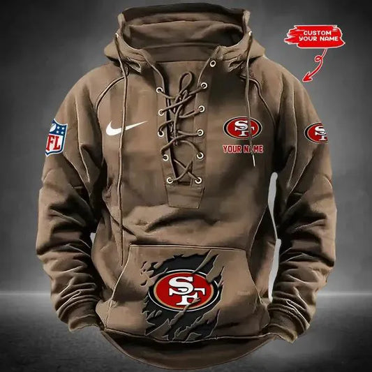 San Francisco 49ers Custom Lace-Up Drawstring Hoodie HA27