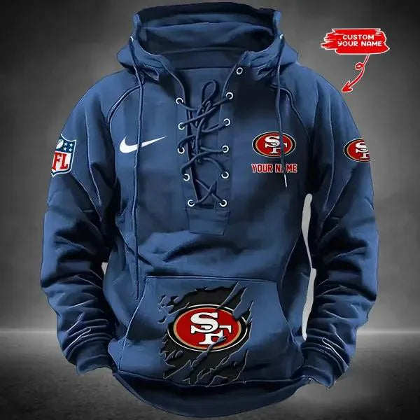 San Francisco 49ers Custom Lace-Up Drawstring Hoodie HA27