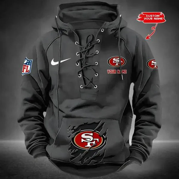San Francisco 49ers Custom Lace-Up Drawstring Hoodie HA27