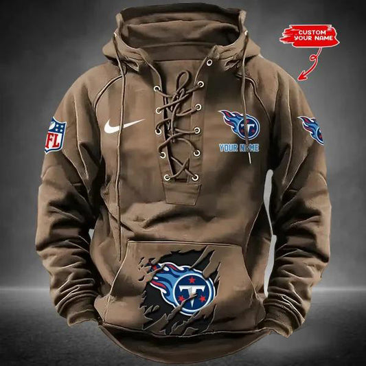 Tennessee Titans Custom Lace-Up Drawstring Hoodie HA30