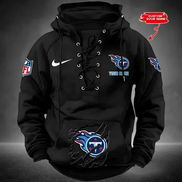 Tennessee Titans Custom Lace-Up Drawstring Hoodie HA30