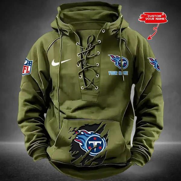 Tennessee Titans Custom Lace-Up Drawstring Hoodie HA30
