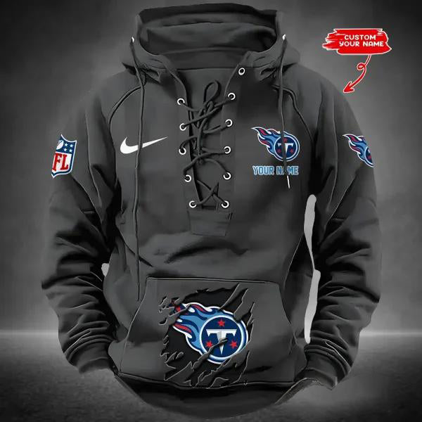 Tennessee Titans Custom Lace-Up Drawstring Hoodie HA30