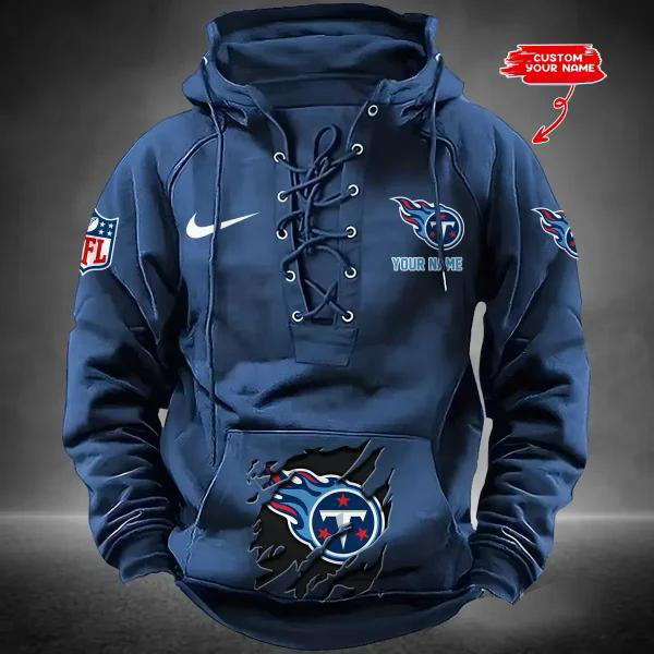 Tennessee Titans Custom Lace-Up Drawstring Hoodie HA30