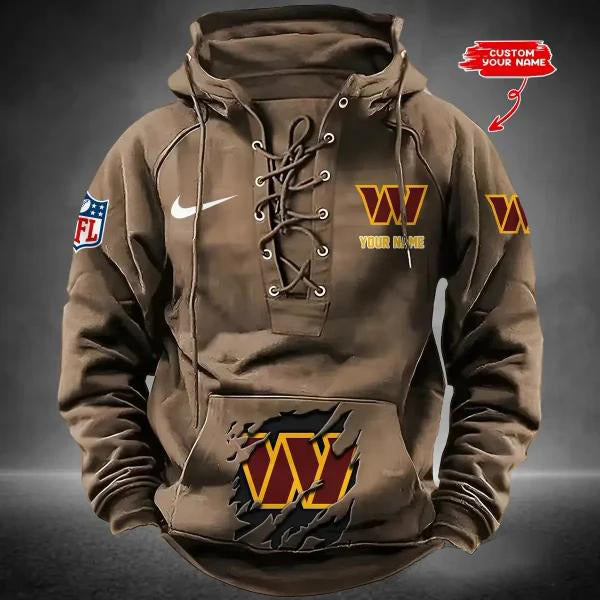 Washington Commanders Custom Lace-Up Drawstring Hoodie HA31
