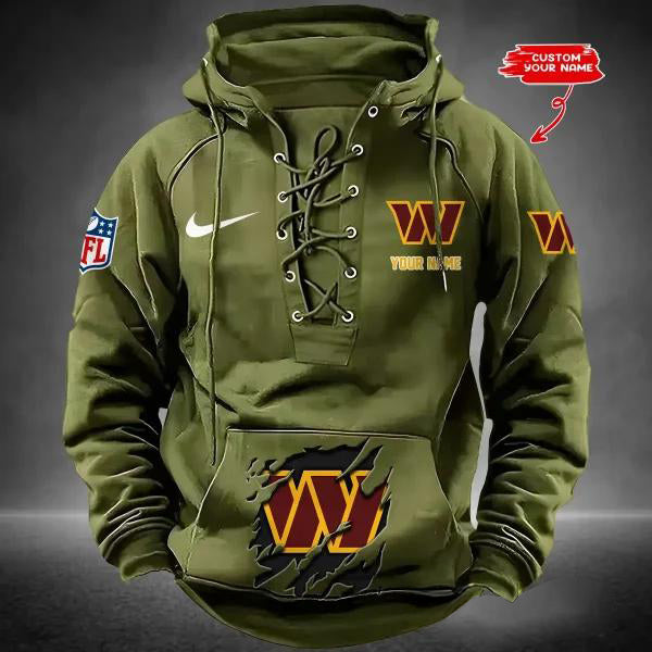 Washington Commanders Custom Lace-Up Drawstring Hoodie HA31