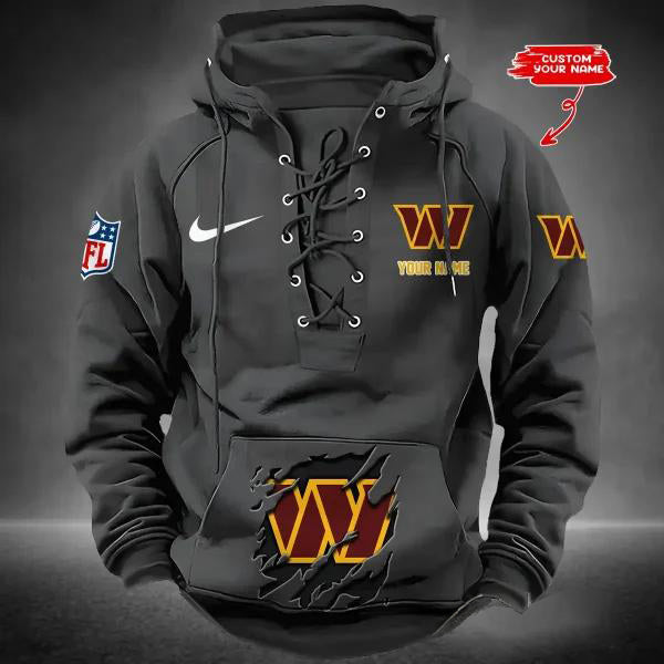 Washington Commanders Custom Lace-Up Drawstring Hoodie HA31