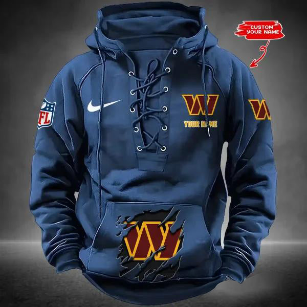 Washington Commanders Custom Lace-Up Drawstring Hoodie HA31