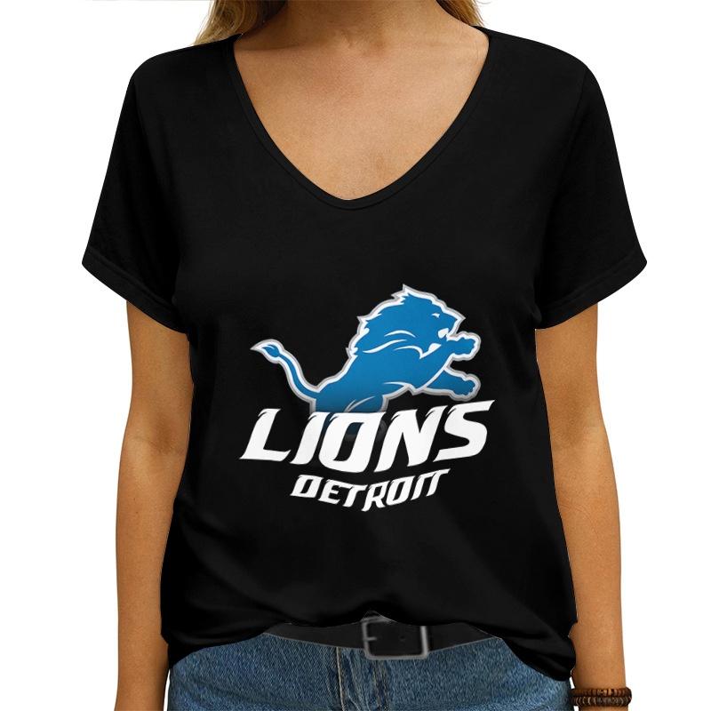 Detroit Lions Personalized V-neck Women T-shirt AGCWTS618