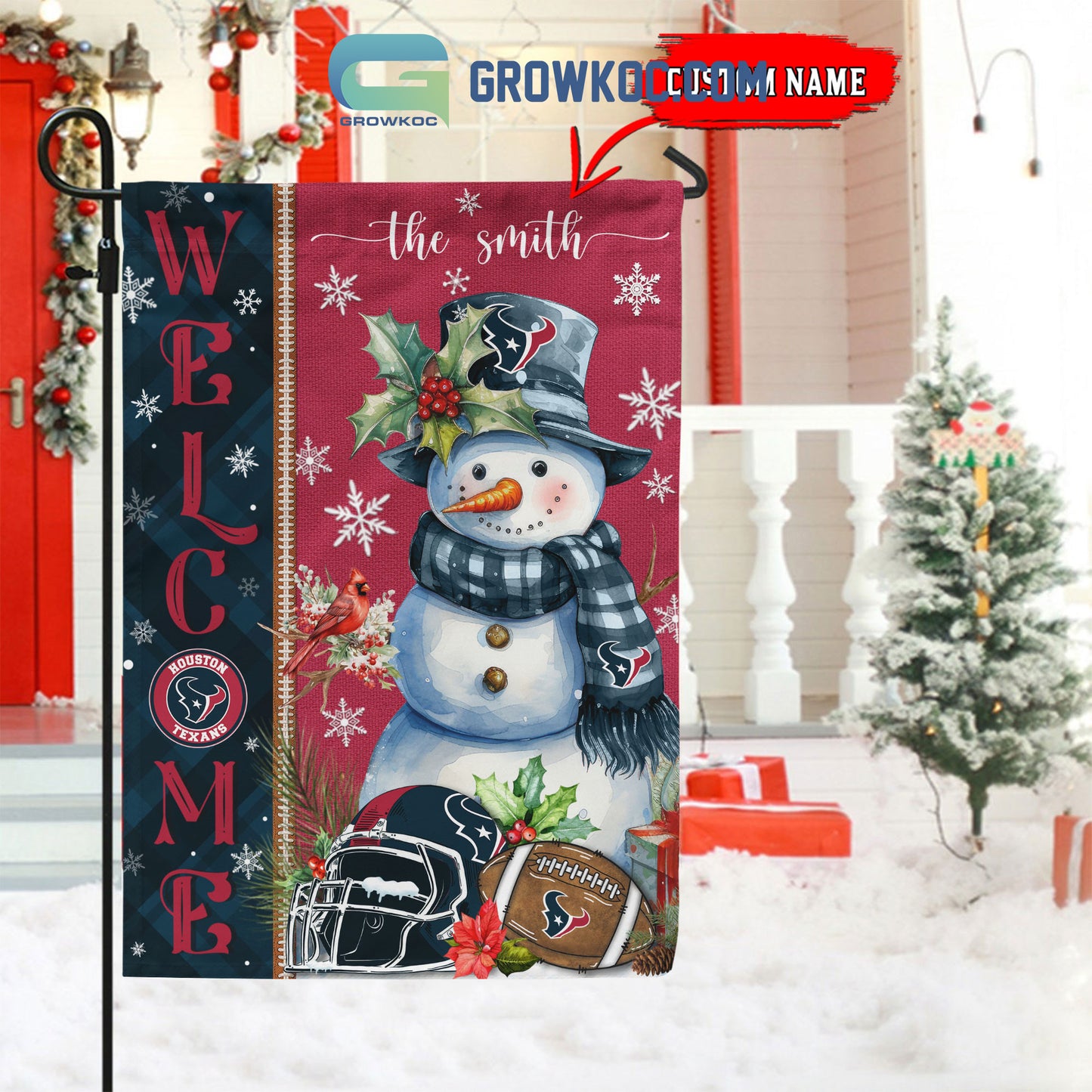Houston Texans Christmas Personalized Flag BGFLAG532