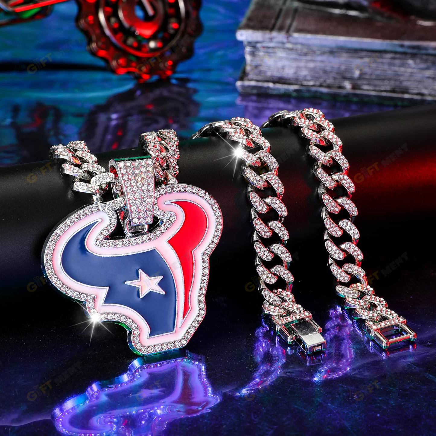 Houston Texans Hip Hop Iced Out Bling Pendant Cuban Chain