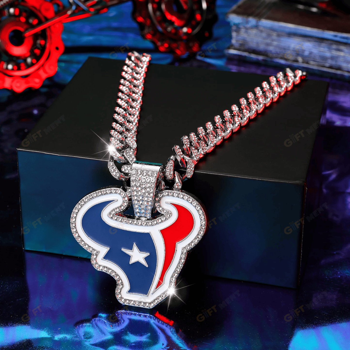Houston Texans Hip Hop Iced Out Bling Pendant Cuban Chain