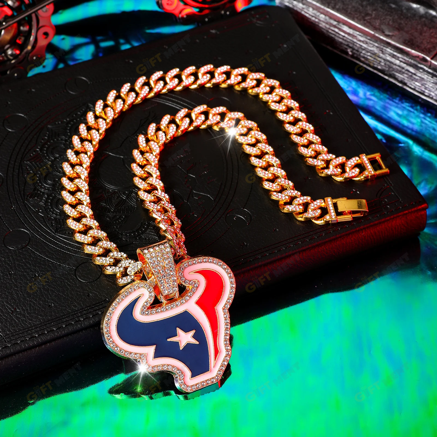 Houston Texans Hip Hop Iced Out Bling Pendant Cuban Chain