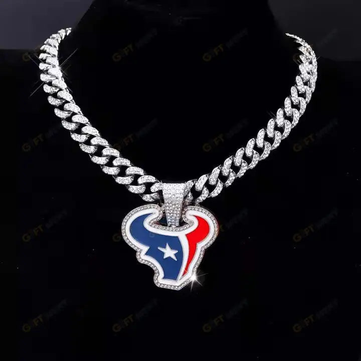 Houston Texans Hip Hop Iced Out Bling Pendant Cuban Chain