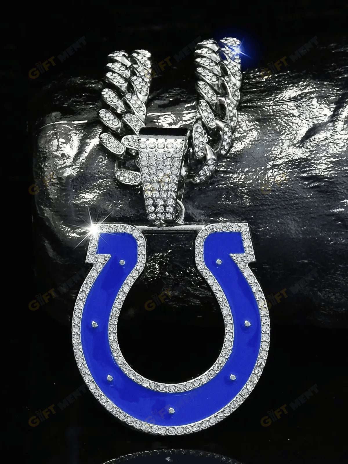 Indianapolis Colts Hip Hop Iced Out Bling Pendant Cuban Chain