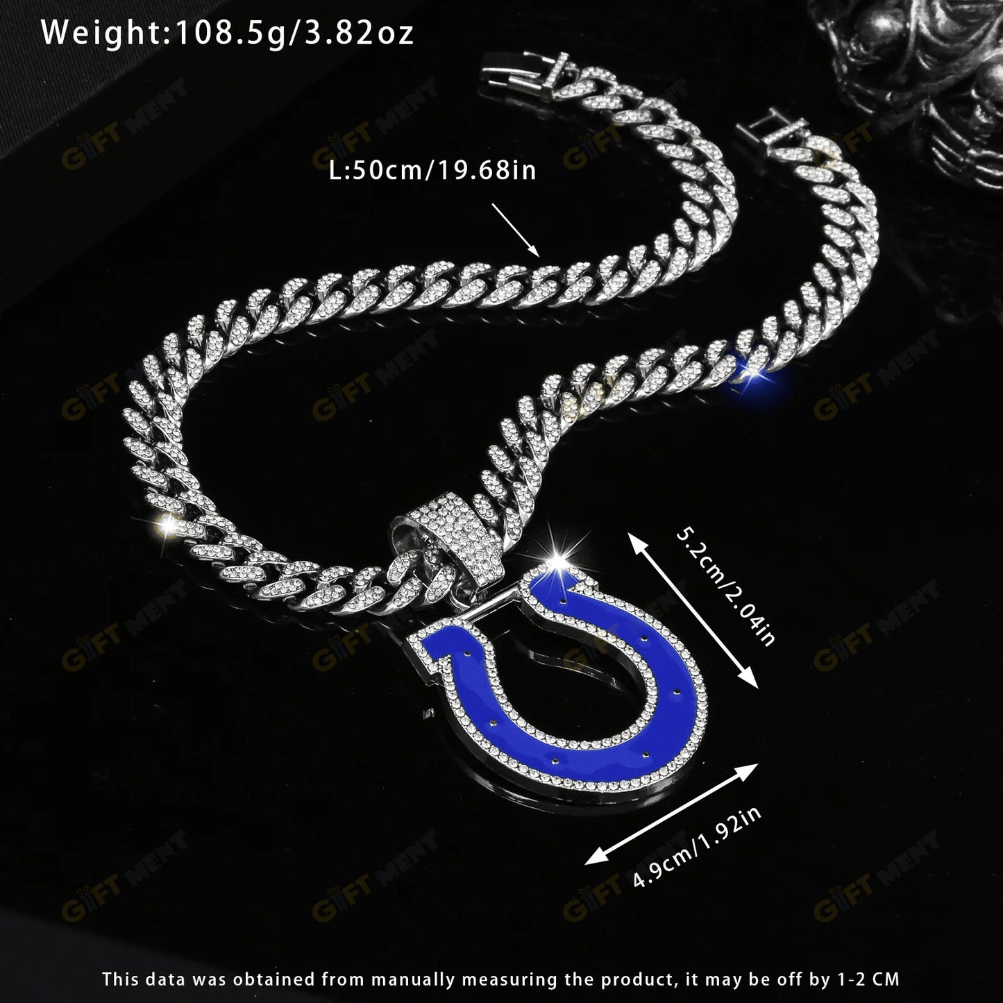 Indianapolis Colts Hip Hop Iced Out Bling Pendant Cuban Chain