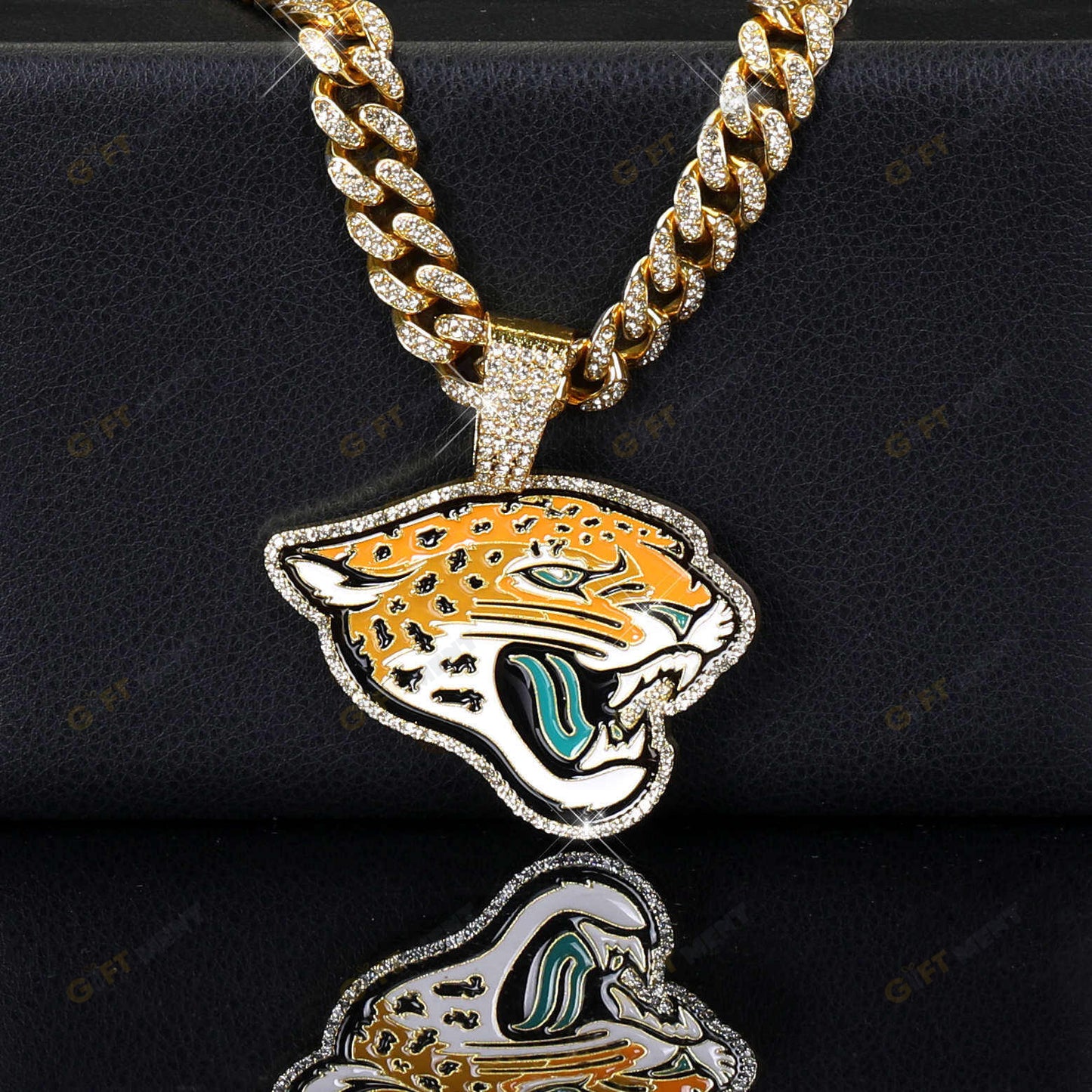 Jacksonville Jaguars Hip Hop Iced Out Bling Pendant Cuban Chain