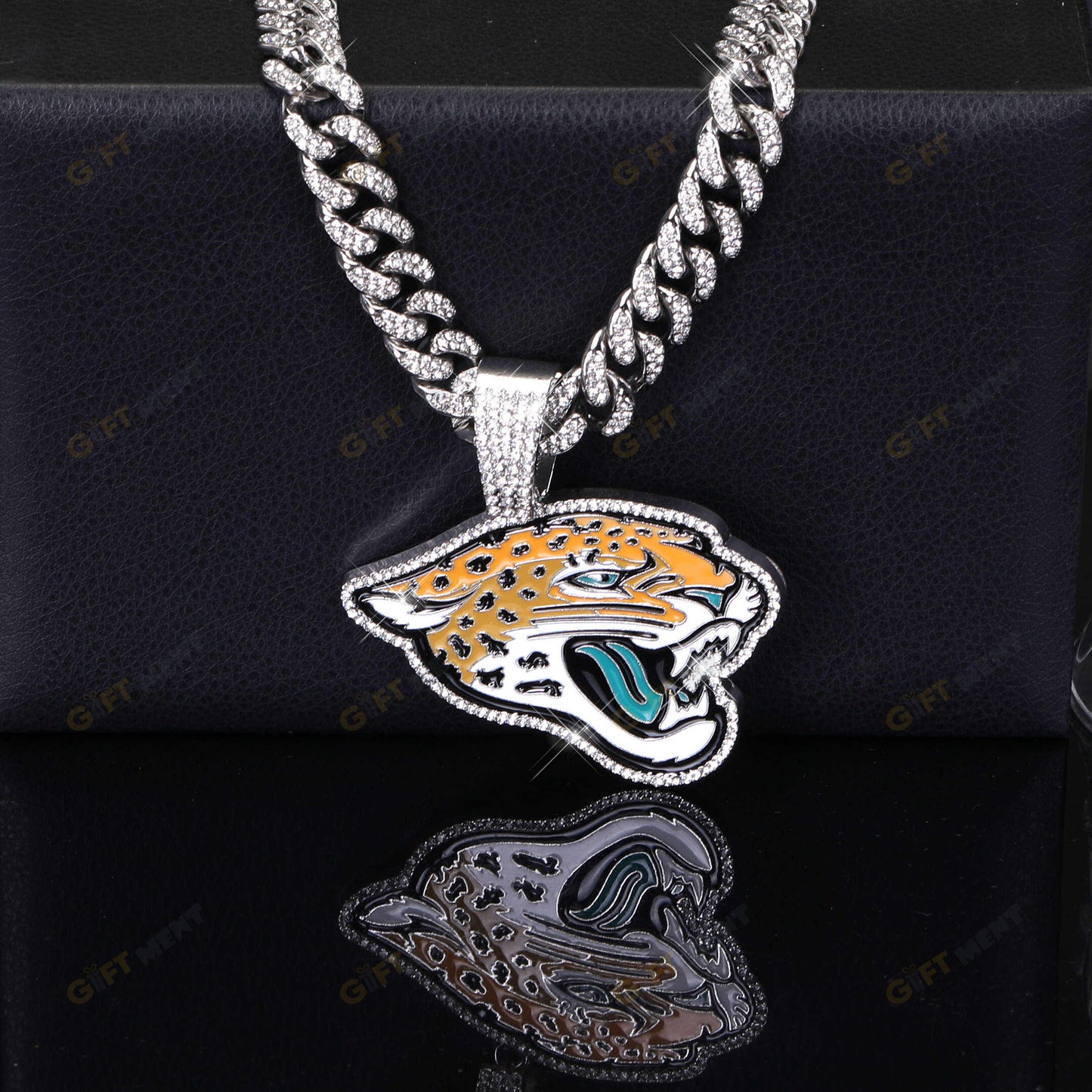 Jacksonville Jaguars Hip Hop Iced Out Bling Pendant Cuban Chain