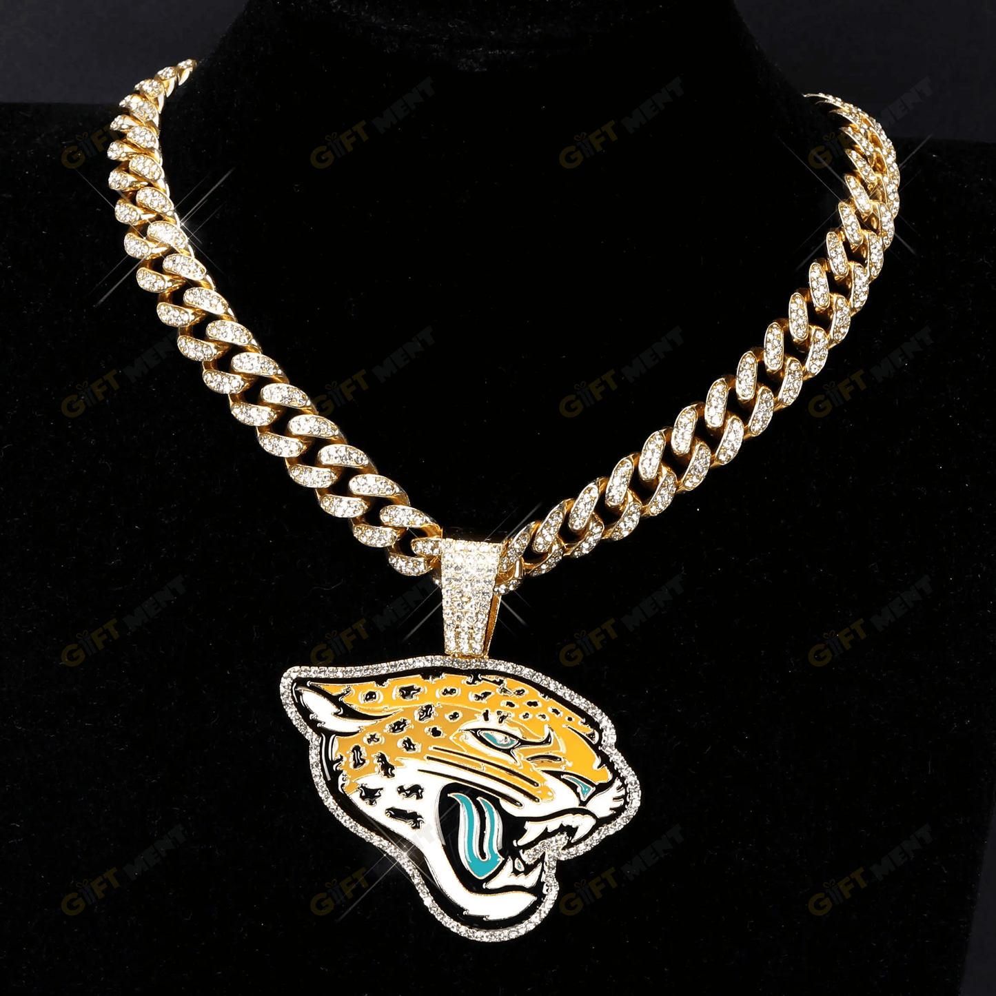 Jacksonville Jaguars Hip Hop Iced Out Bling Pendant Cuban Chain