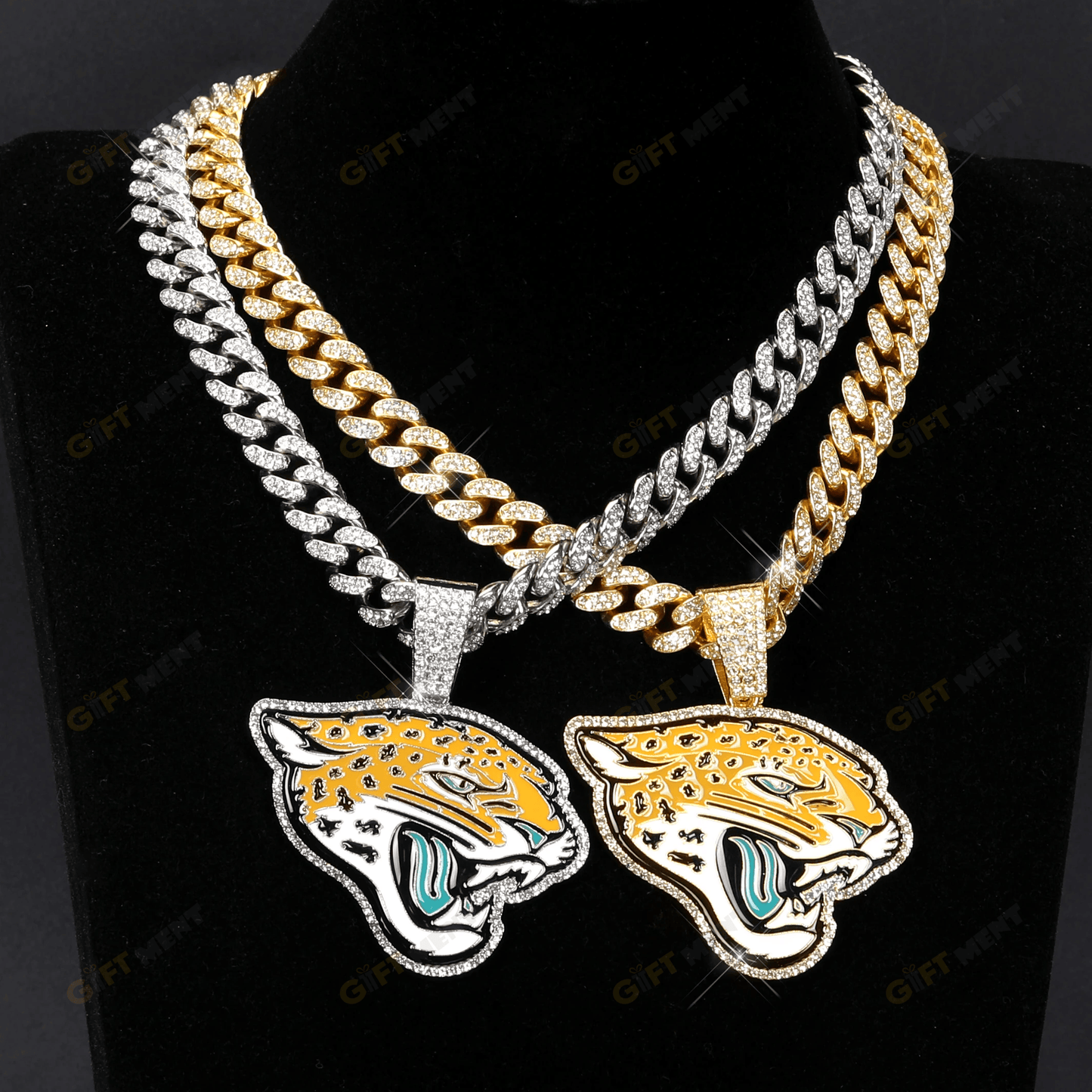 Jacksonville Jaguars Hip Hop Iced Out Bling Pendant Cuban Chain
