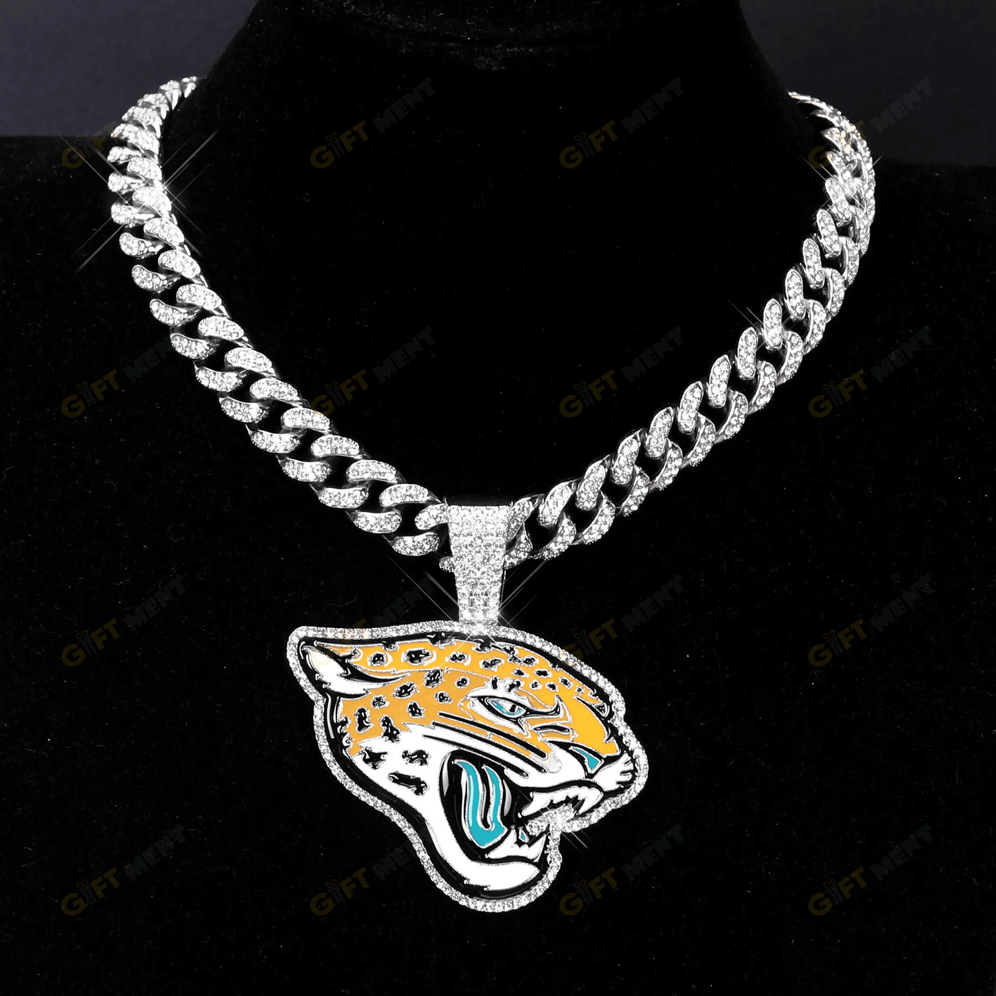 Jacksonville Jaguars Hip Hop Iced Out Bling Pendant Cuban Chain