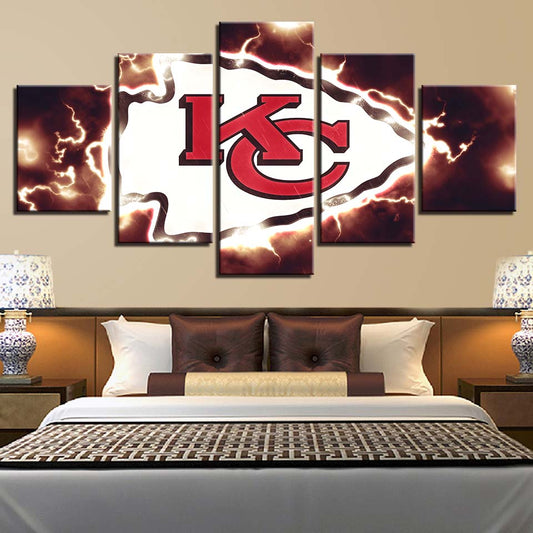 Kansas City Chiefs 5 Piece Canvas Wall Art With Frame HA42