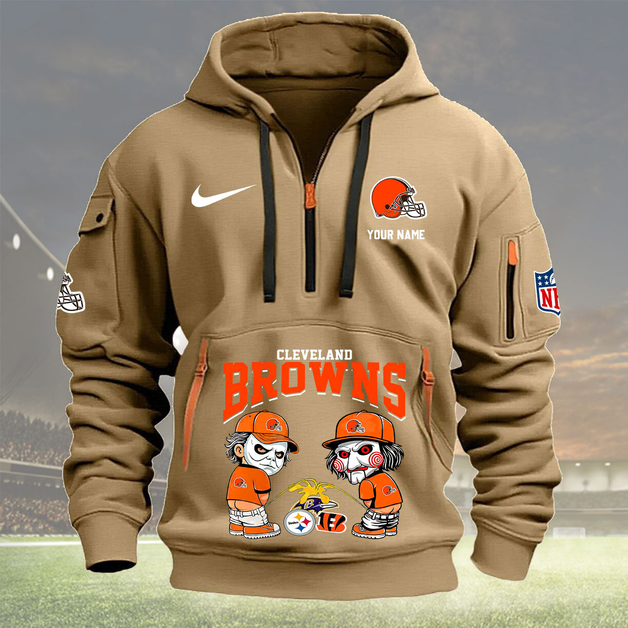 Cleveland Browns Personalized Quarter Zip Hoodie New Collection AZBTQZH000282
