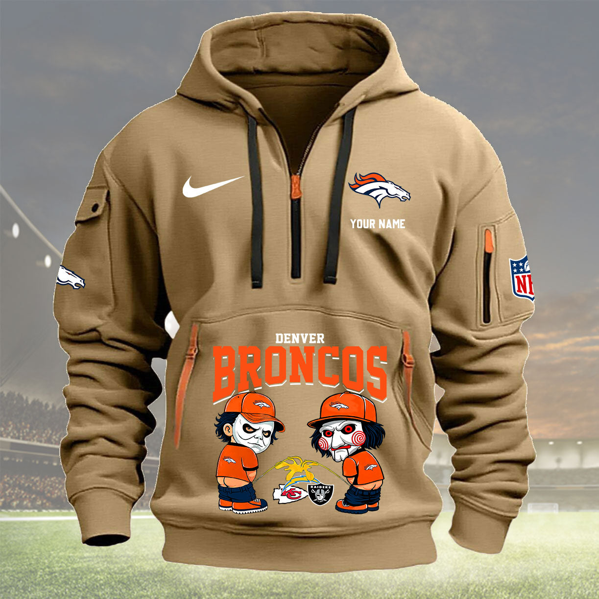 Denver Broncos Personalized Quarter Zip Hoodie New Collection AZBTQZH000284