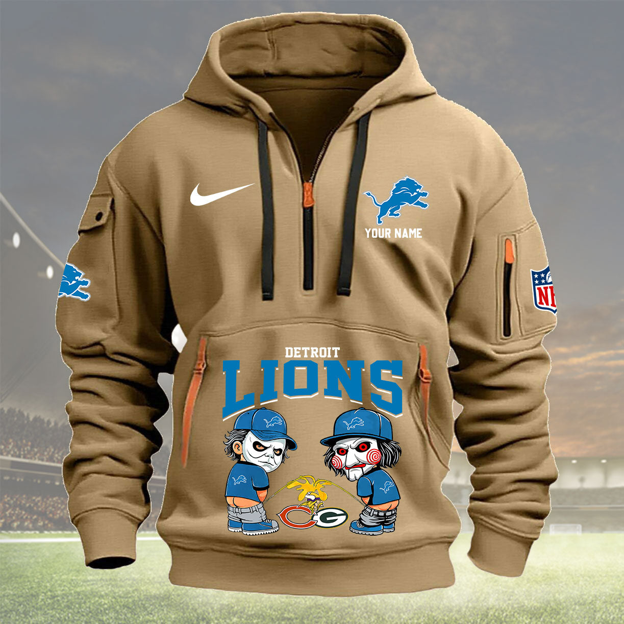 Detroit Lions Personalized Quarter Zip Hoodie New Collection AZBTQZH000285
