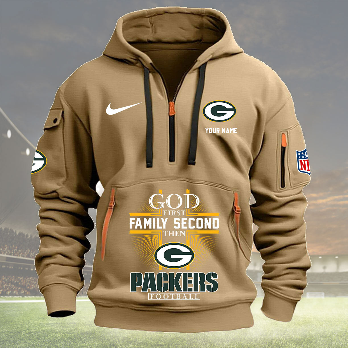 Green Bay Packers Personalized Quarter Zip Hoodie New Collection AZBTQZH000252