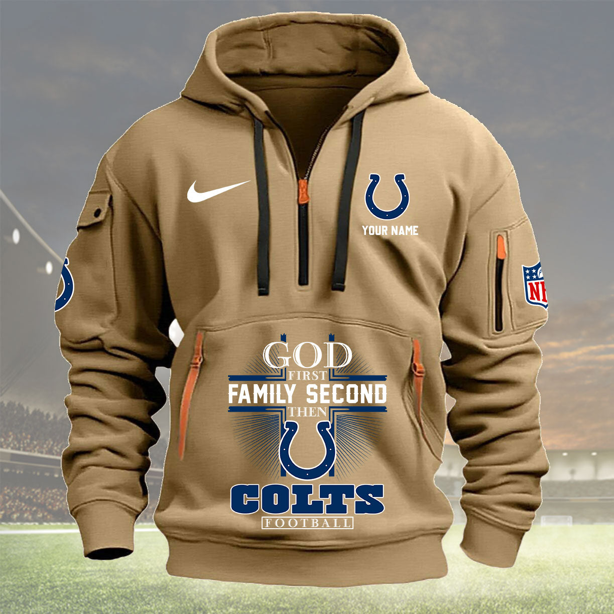Indianapolis Colts Personalized Quarter Zip Hoodie New Collection AZBTQZH000254