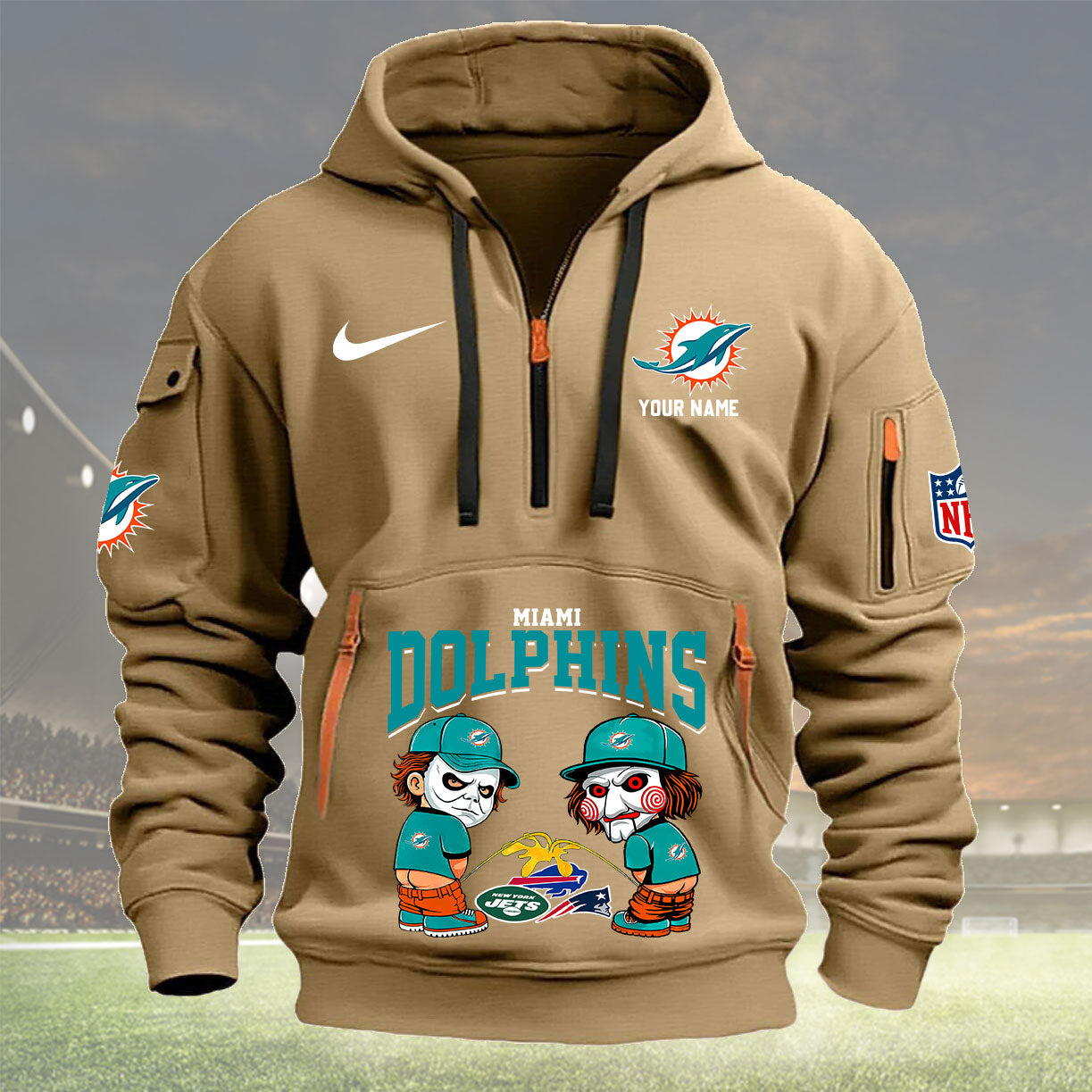 Miami Dolphins Personalized Quarter Zip Hoodie New Collection AZBTQZH000291