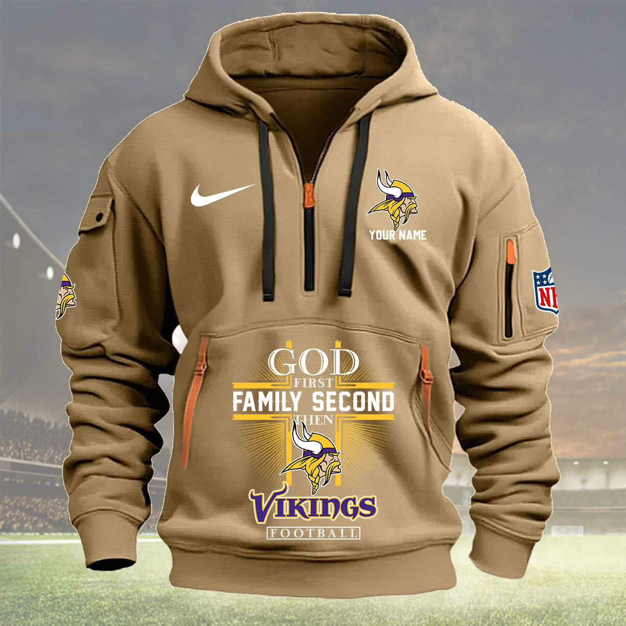 Minnesota Vikings Personalized Quarter Zip Hoodie New Collection AZBTQZH000258