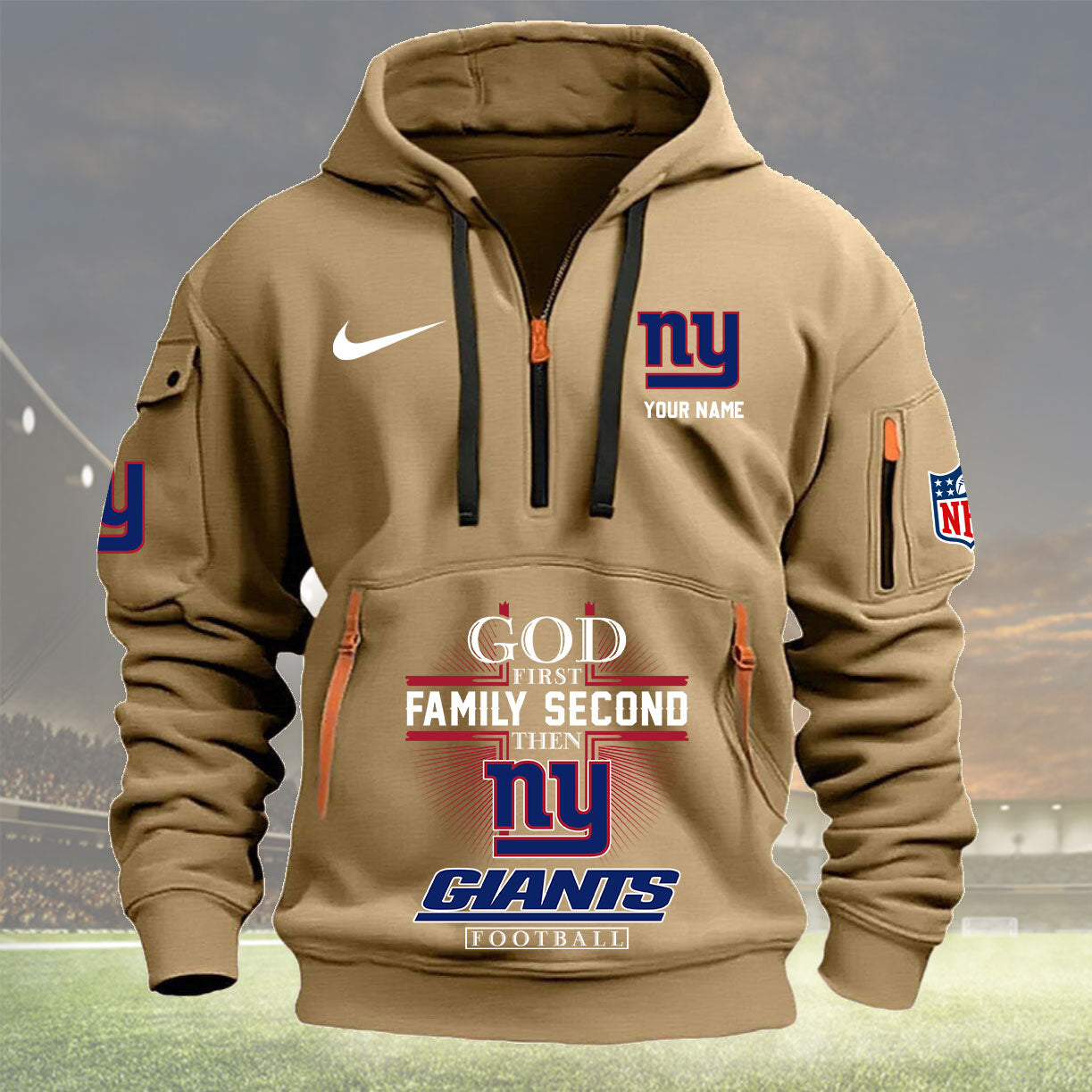 New York Giants Personalized Quarter Zip Hoodie New Collection AZBTQZH000261