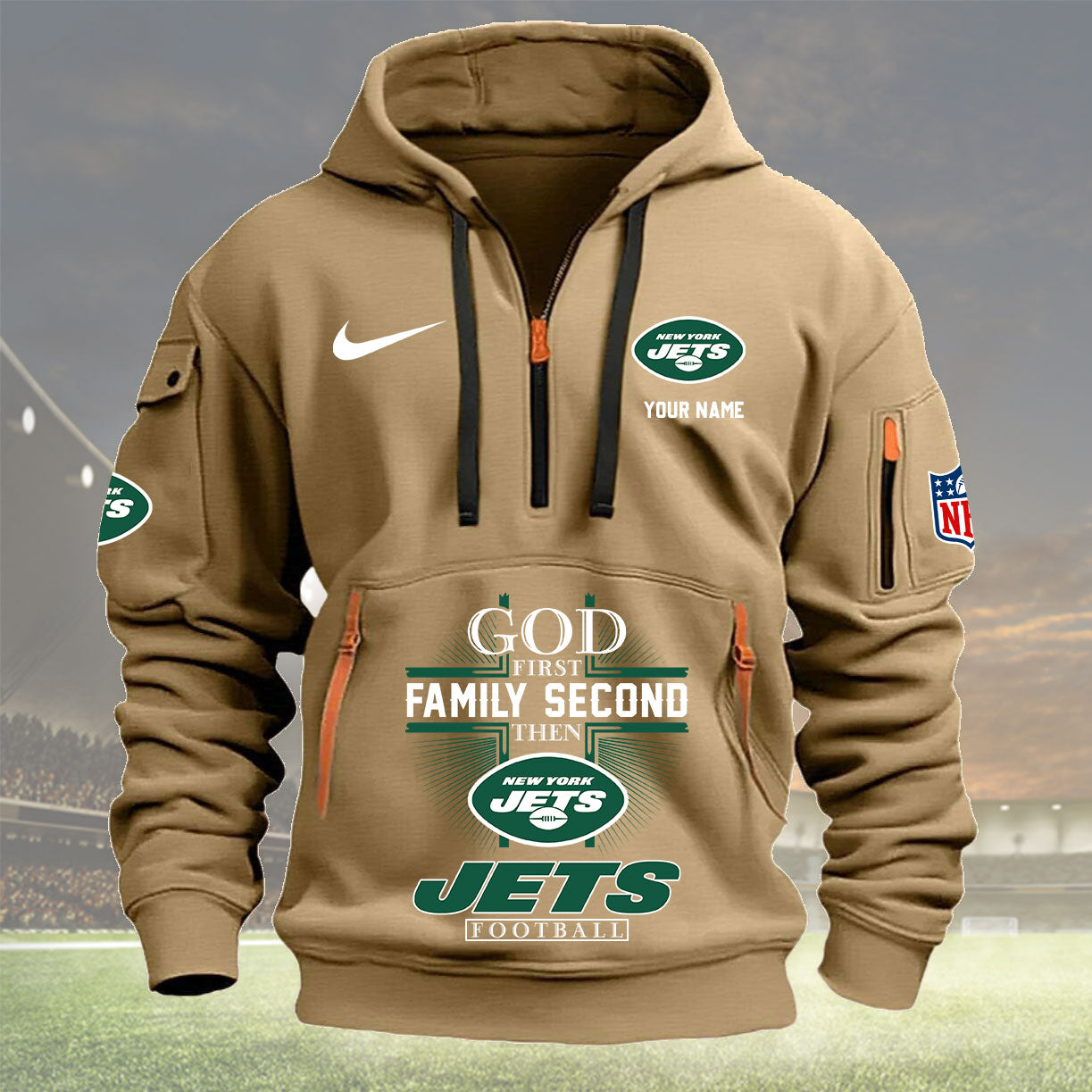 New York Jets Personalized Quarter Zip Hoodie New Collection AZBTQZH000262