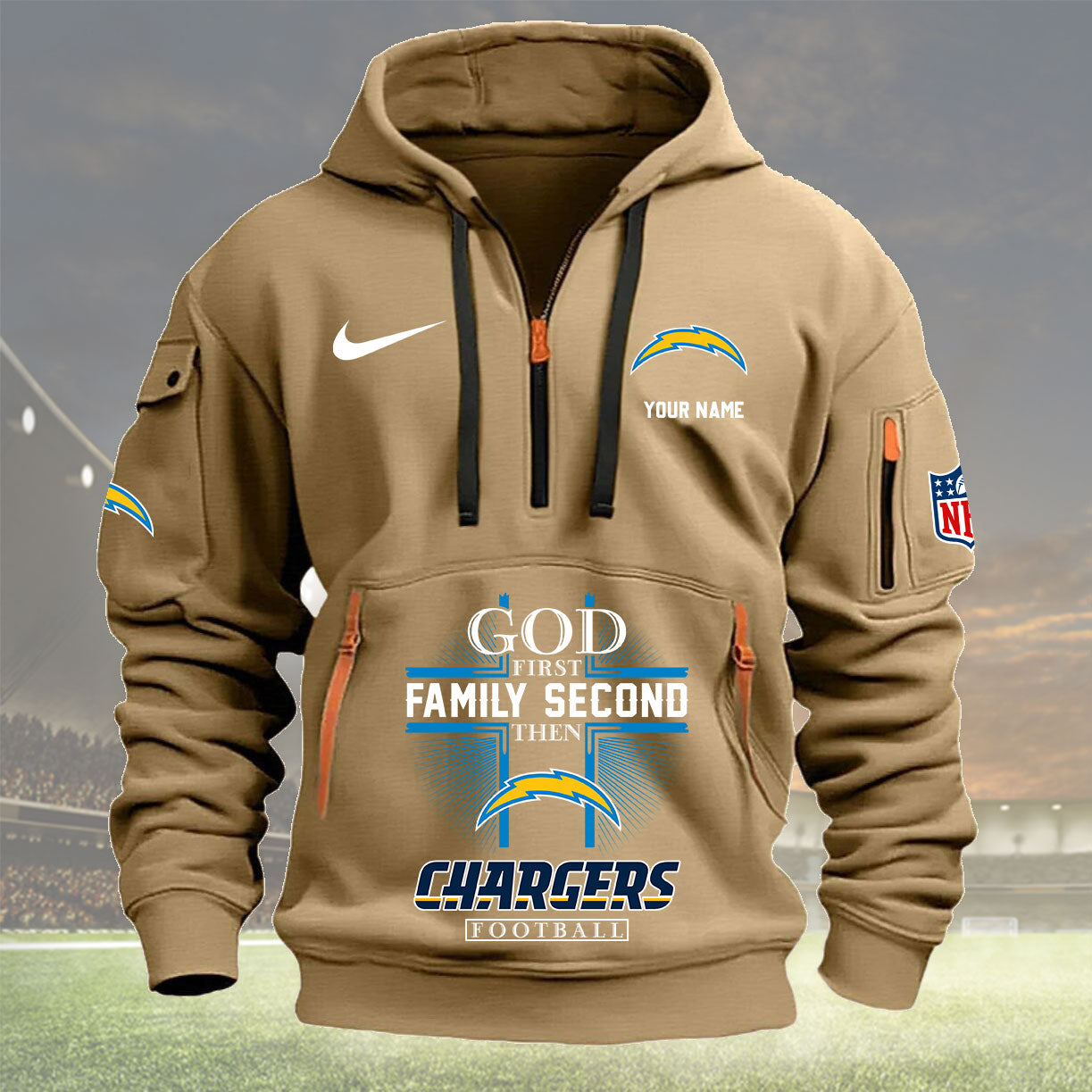Los Angeles Chargers Personalized Quarter Zip Hoodie New Collection AZBTQZH000267