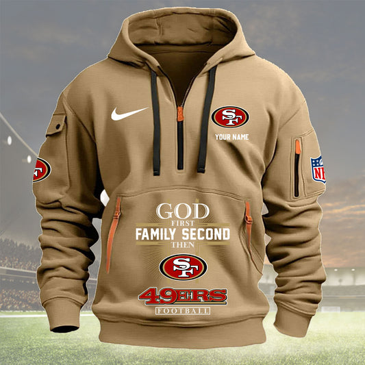 San Francisco 49ers Personalized Quarter Zip Hoodie New Collection AZBTQZH000268