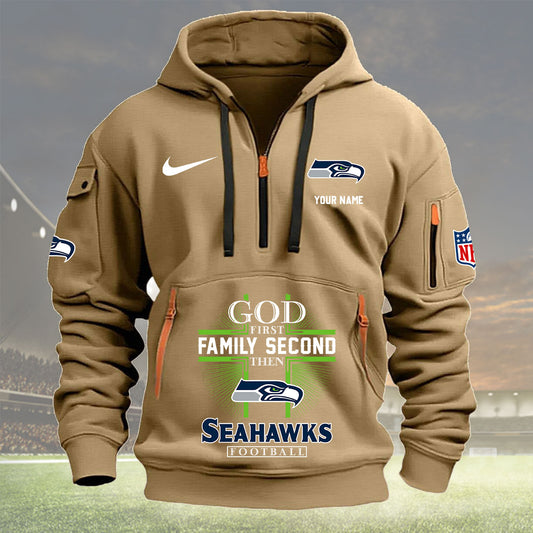 Seattle Seahawks Personalized Quarter Zip Hoodie New Collection AZBTQZH000269