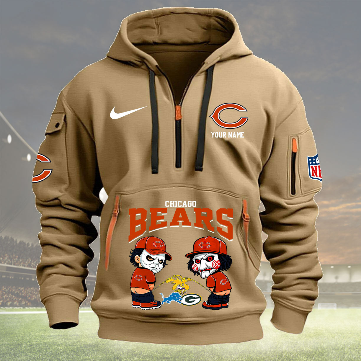 Chicago Bears Personalized Quarter Zip Hoodie New Collection AZBTQZH000280