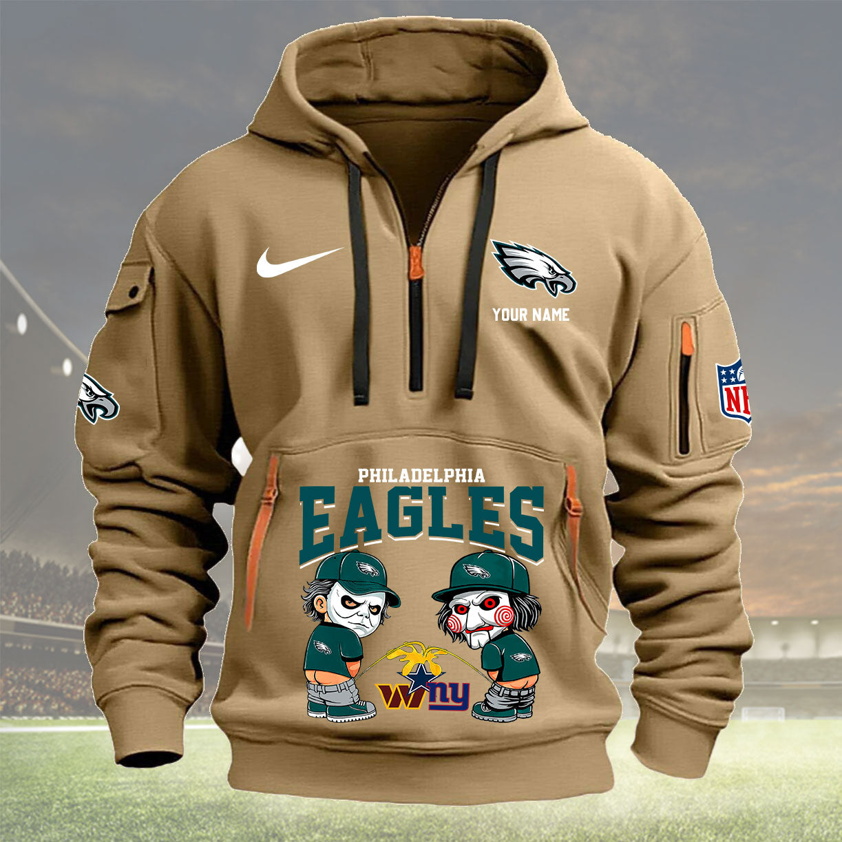 Philadelphia Eagles Personalized Quarter Zip Hoodie New Collection AZBTQZH000298