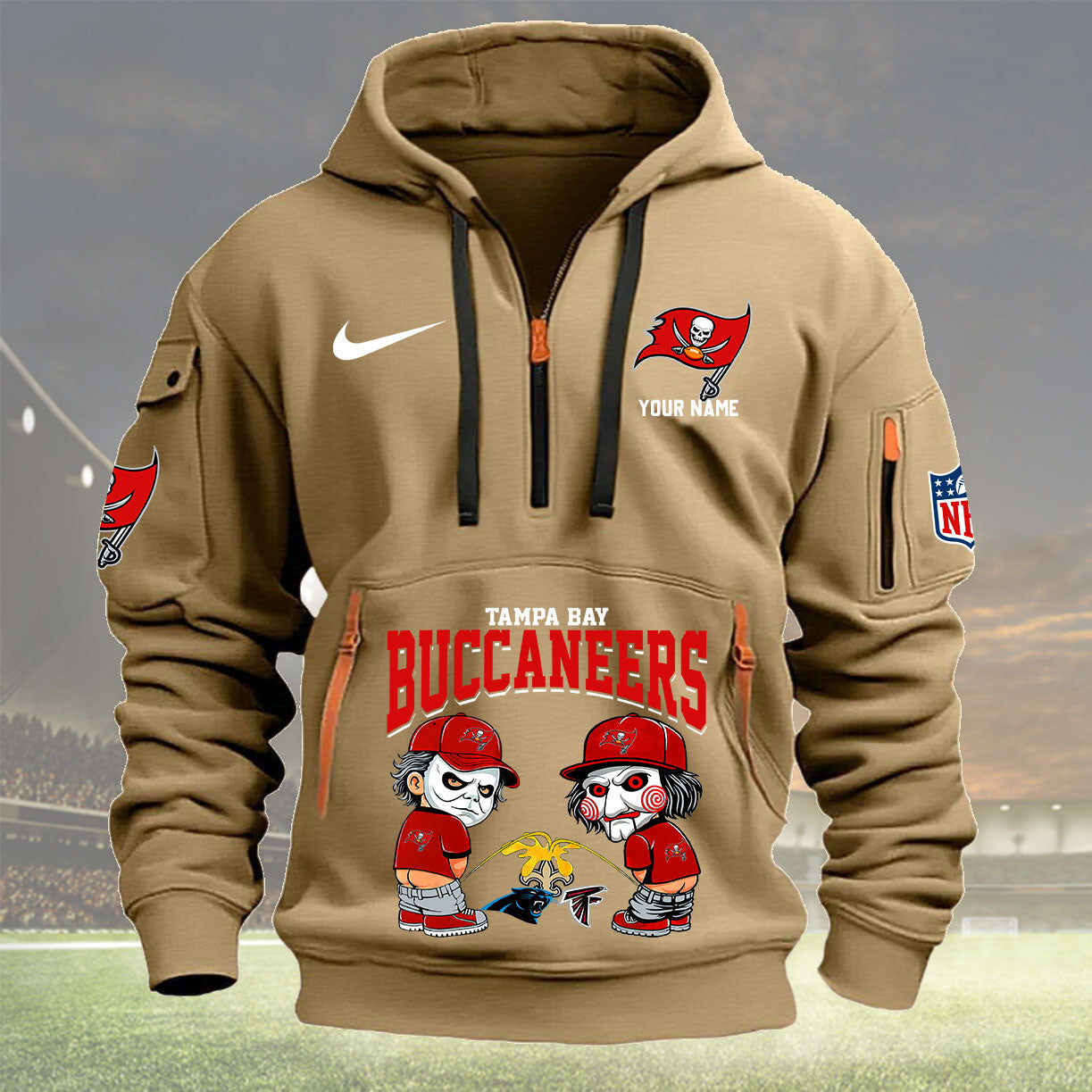 Tampa Bay Buccaneers Personalized Quarter Zip Hoodie New Collection AZBTQZH000272