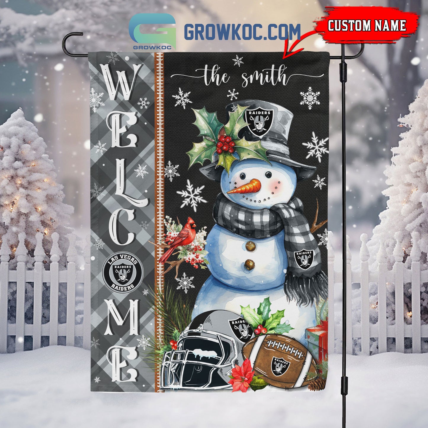 Las Vegas Raiders Christmas Personalized Flag BGFLAG536