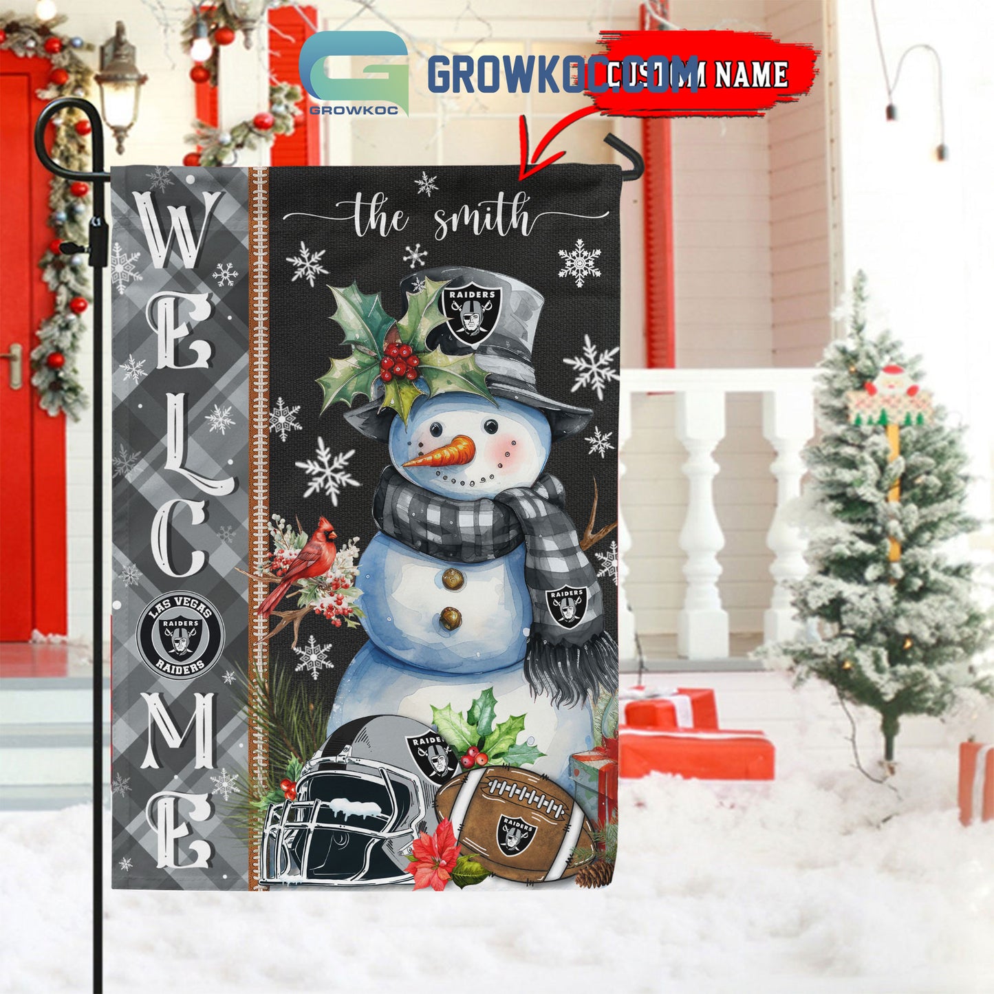 Las Vegas Raiders Christmas Personalized Flag BGFLAG536