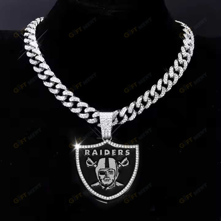 Las Vegas Raiders Hip Hop Iced Out Bling Pendant Cuban Chain