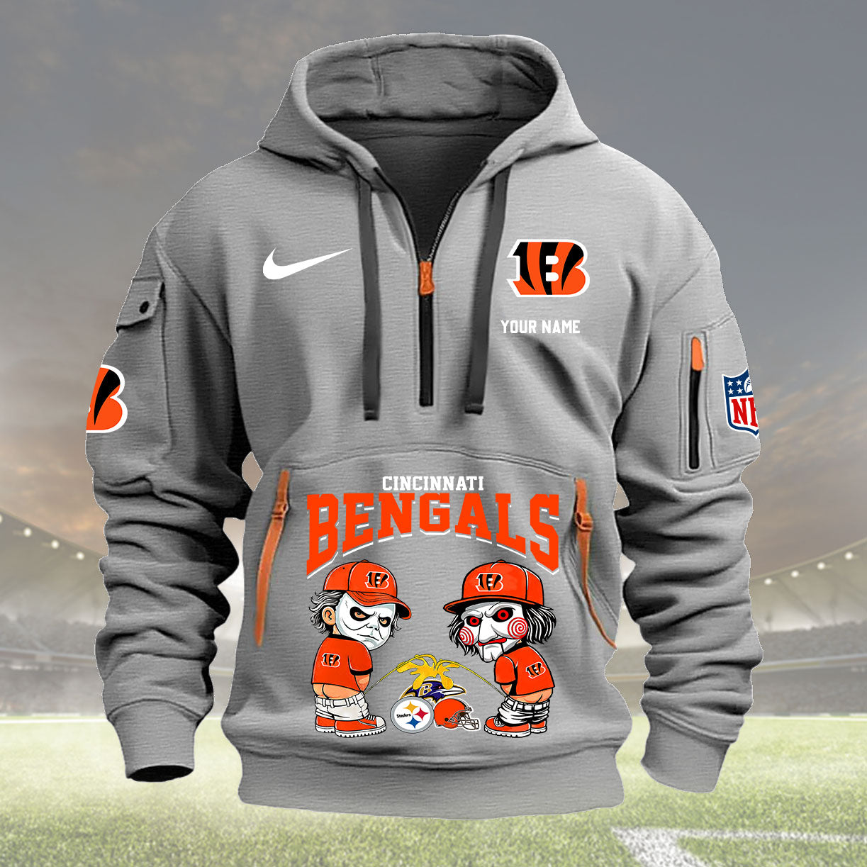 Cincinnati Bengals Personalized Quarter Zip Hoodie New Collection AZBTQZH000276