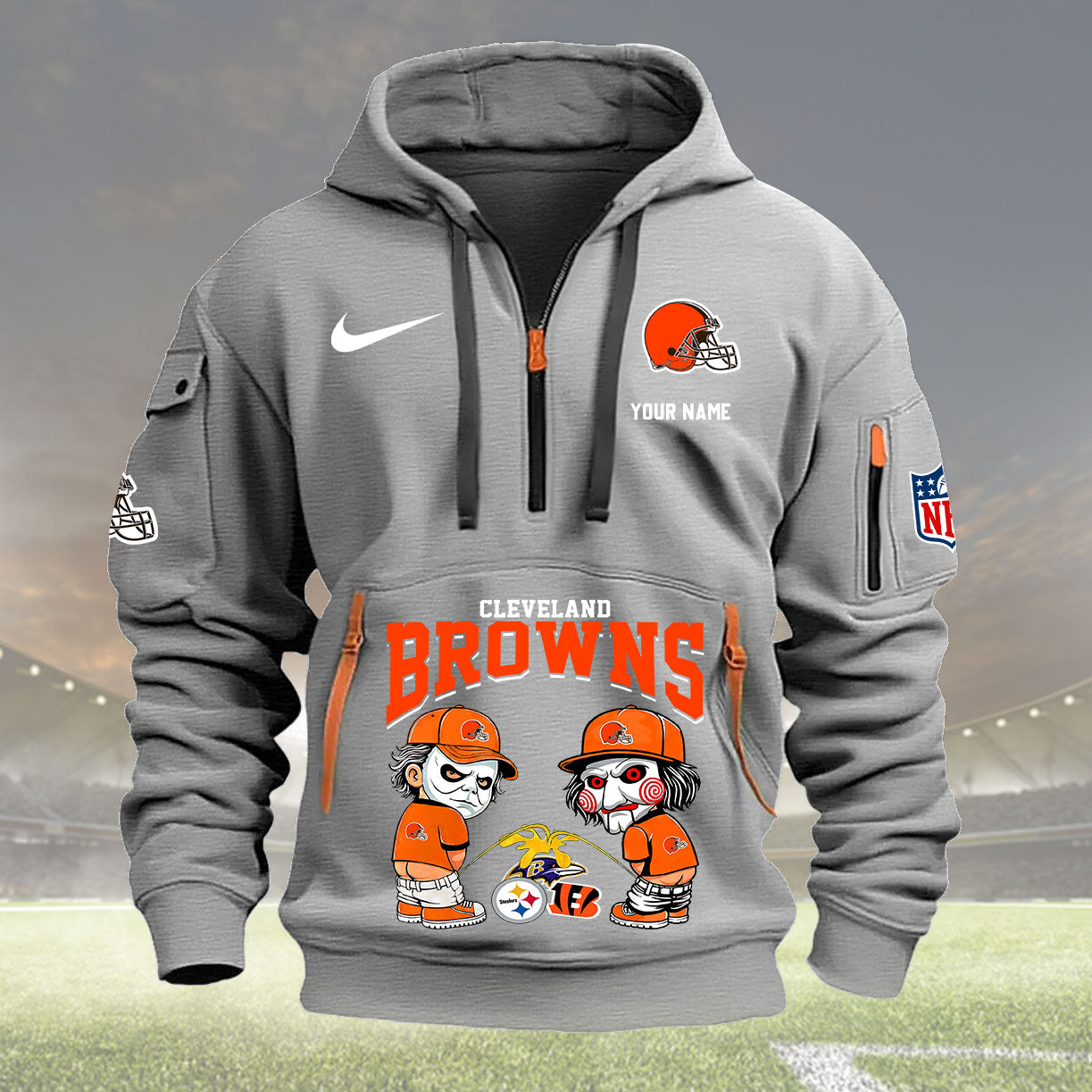 Cleveland Browns Personalized Quarter Zip Hoodie New Collection AZBTQZH000282